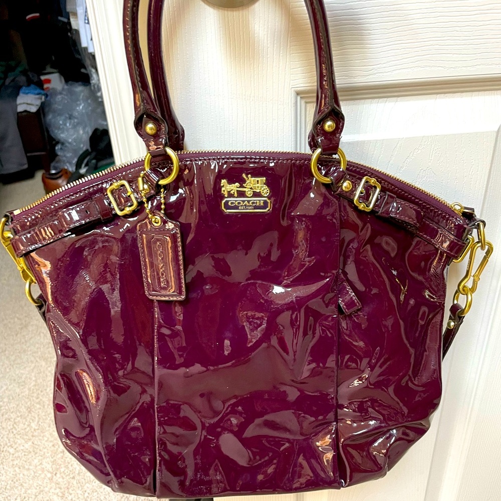Patent leather,  deep purple Coach tote